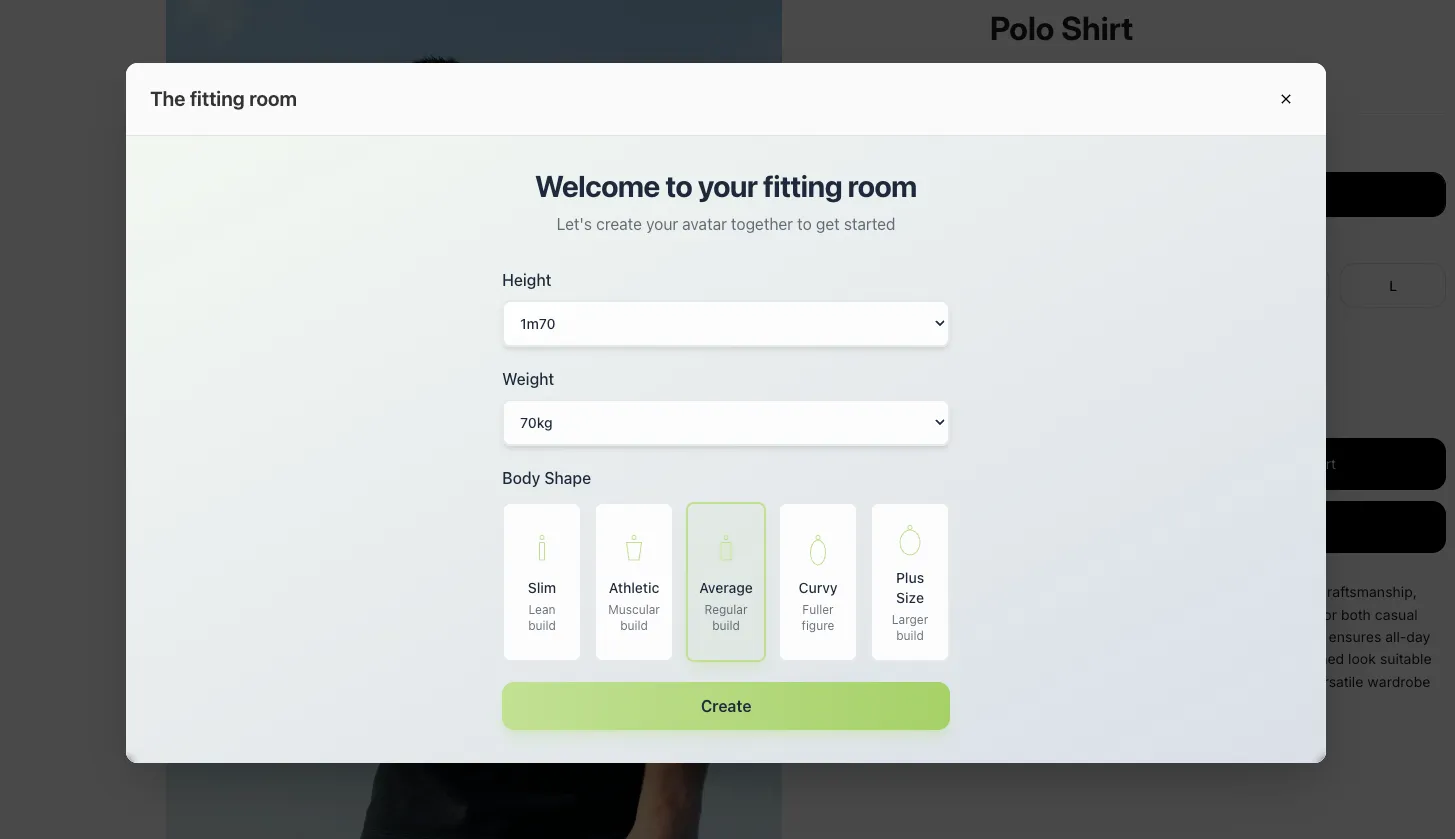 Measurement input form for creating personalized 3D avatar