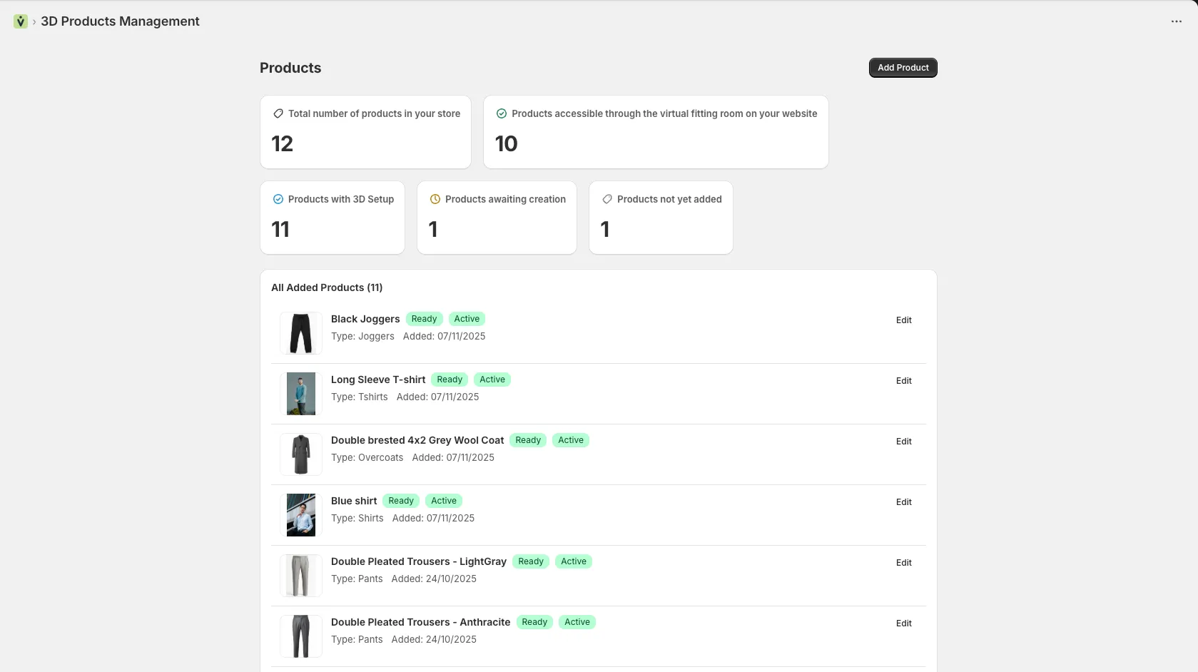 Shopify integration product management dashboard